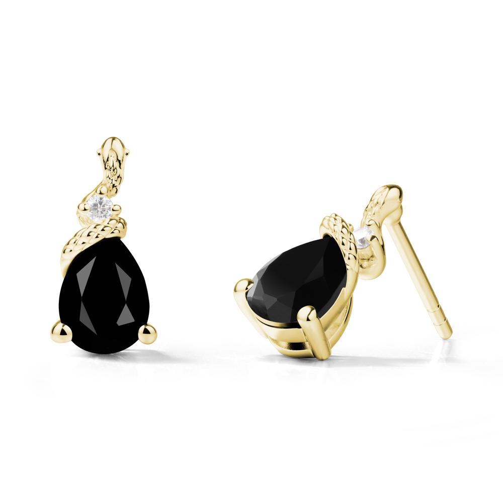 Sanke Inspired Teardrop Black Spinel Earrings - LUO Jewelry #metal_18k yellow gold