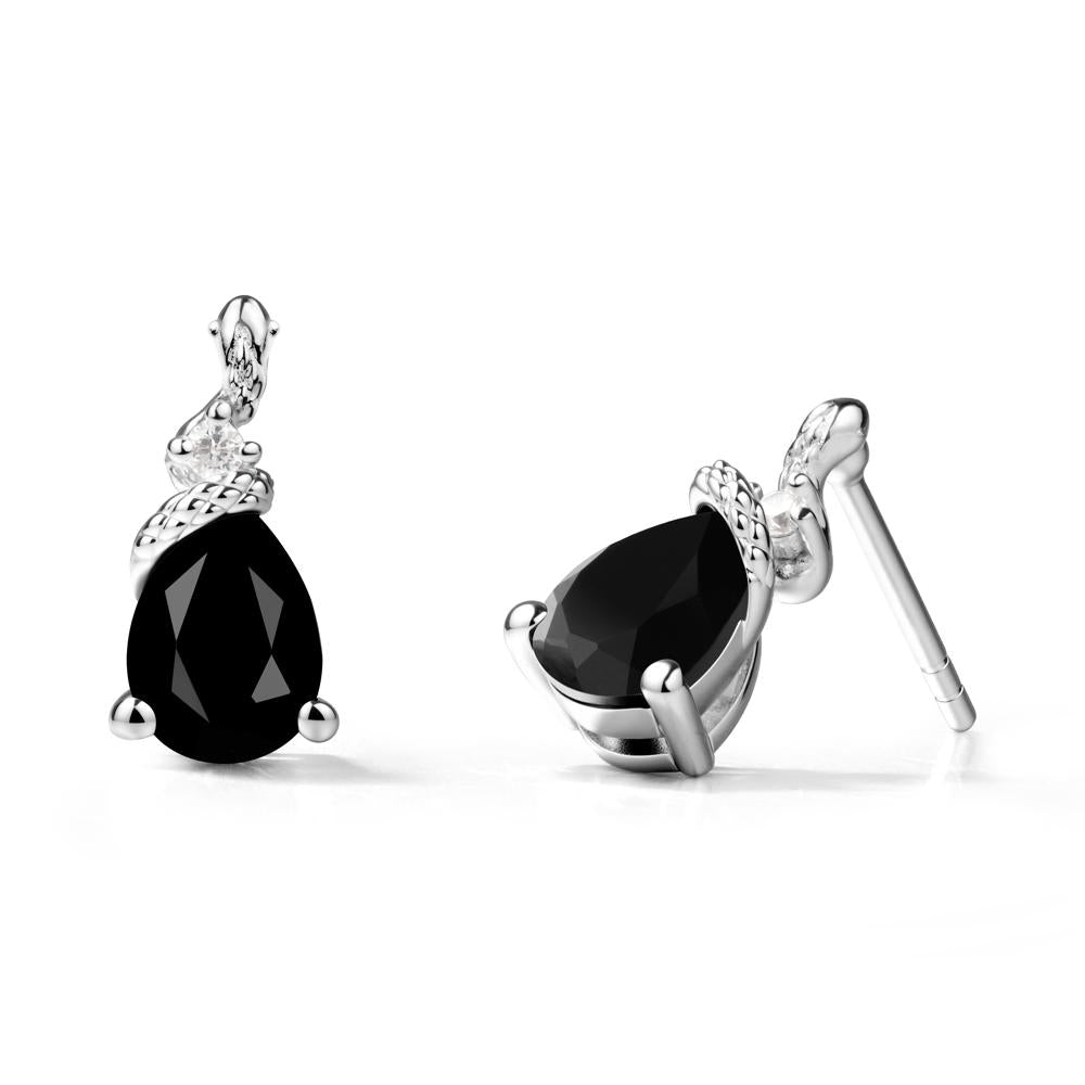 Sanke Inspired Teardrop Black Spinel Earrings - LUO Jewelry #metal_sterling silver