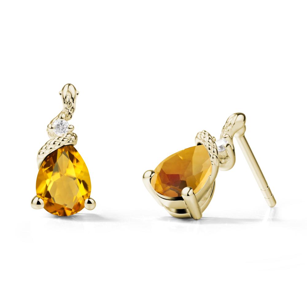 Pear Shaped Citrine Sanke Earrings - LUO Jewelry #metal_14k yellow gold