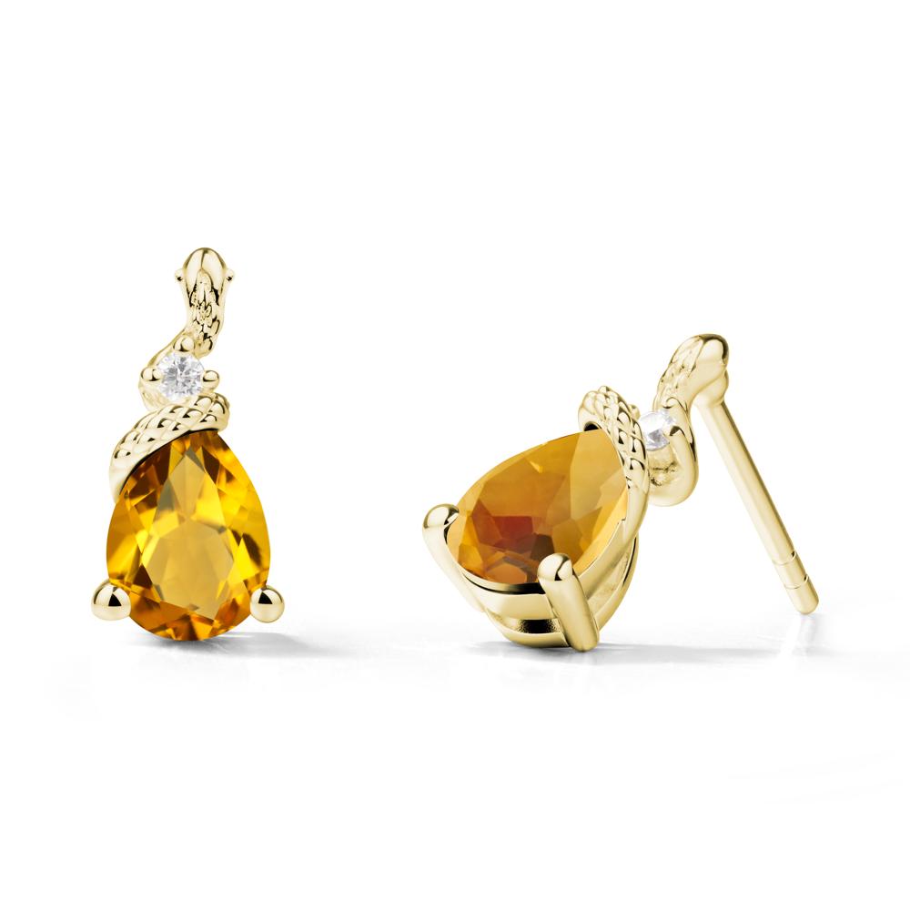 Pear Shaped Citrine Sanke Earrings - LUO Jewelry #metal_18k yellow gold
