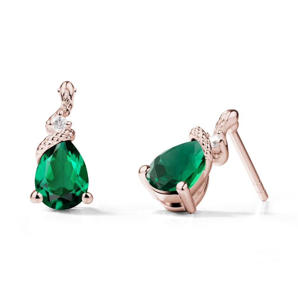 Sanke Inspired Teardrop Emerald Earrings - LUO Jewelry #metal_14k rose gold