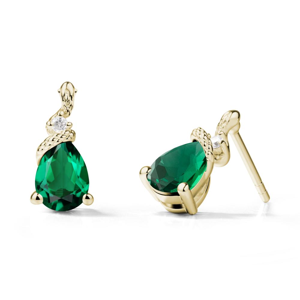 Sanke Inspired Teardrop Emerald Earrings - LUO Jewelry #metal_14k yellow gold