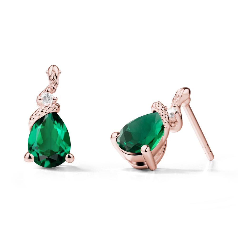 Sanke Inspired Teardrop Emerald Earrings - LUO Jewelry #metal_18k rose gold
