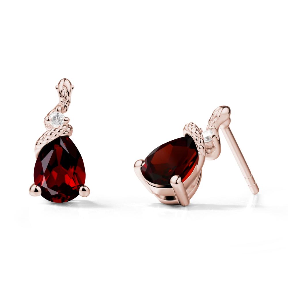 Pear Shaped Garnet Sanke Earrings - LUO Jewelry #metal_14k rose gold