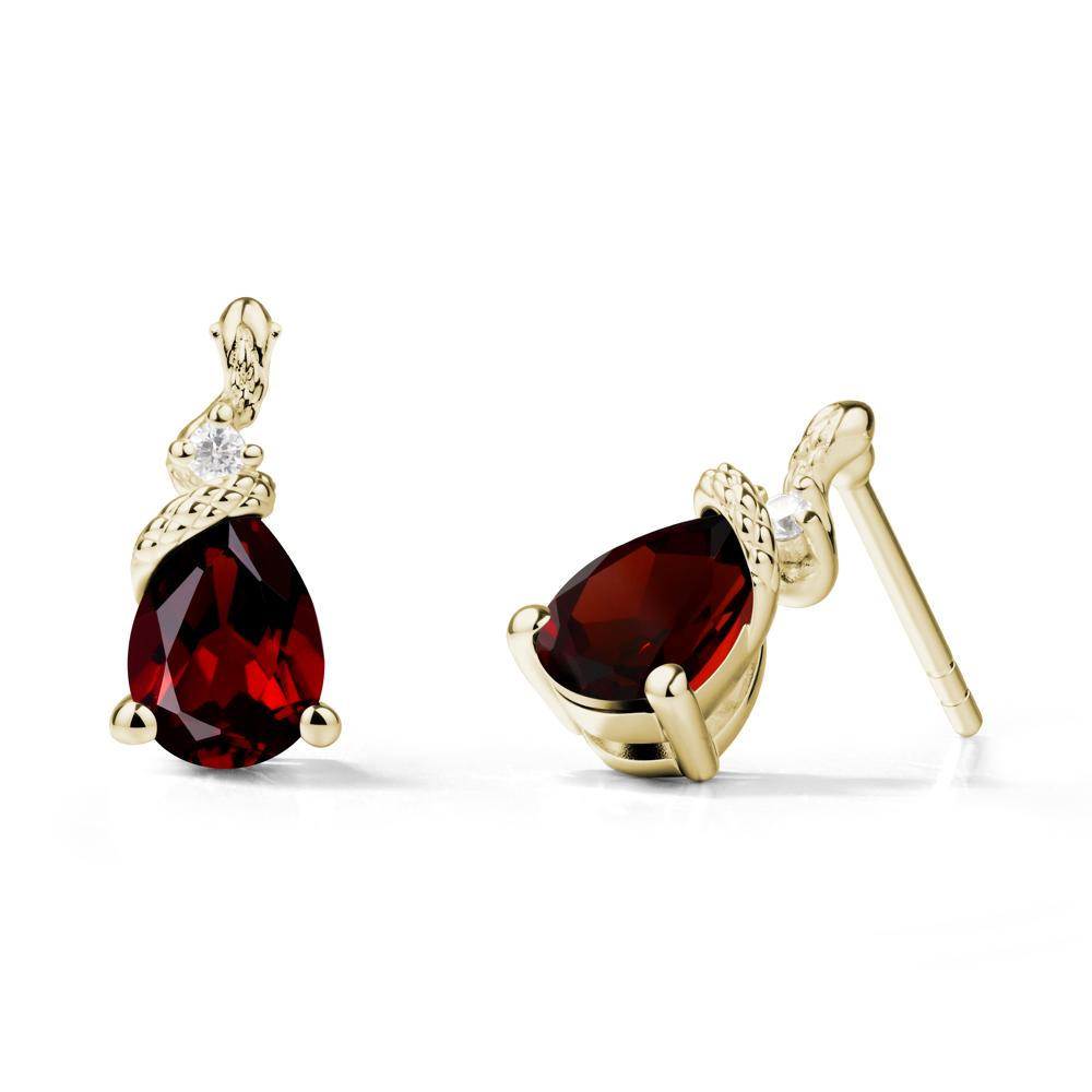 Pear Shaped Garnet Sanke Earrings - LUO Jewelry #metal_14k yellow gold