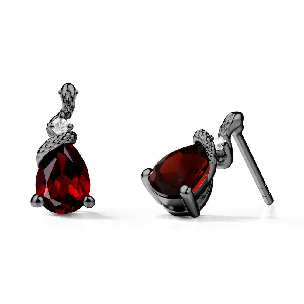 Pear Shaped Garnet Sanke Earrings - LUO Jewelry #metal_black finish sterling silver