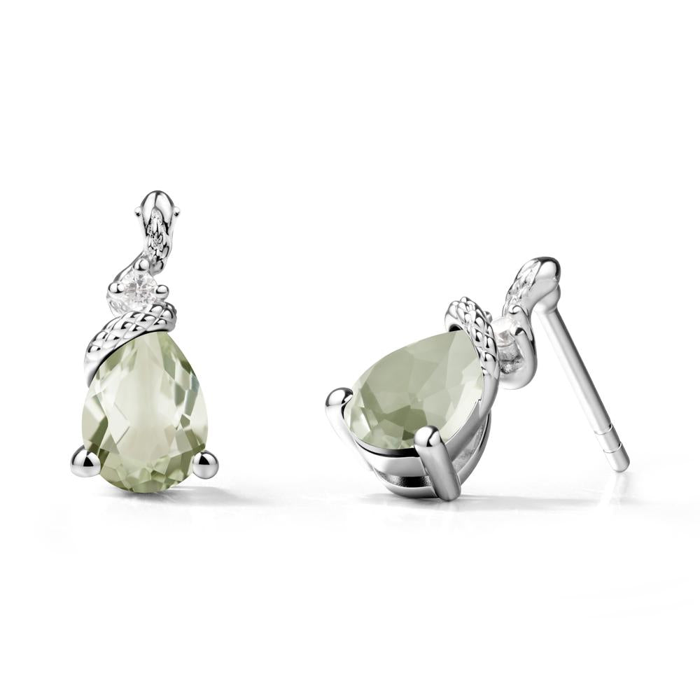 Sanke Inspired Teardrop Green Amethyst Earrings - LUO Jewelry #metal_18k white gold