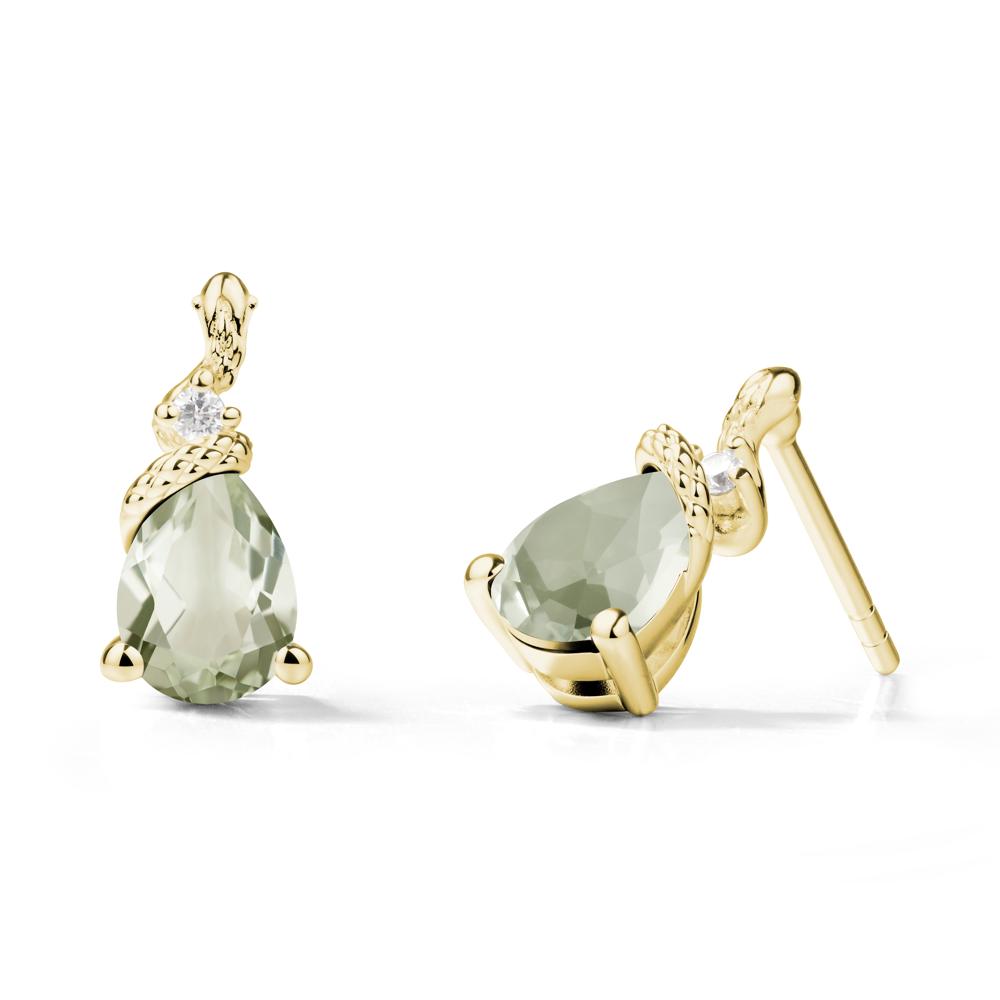 Sanke Inspired Teardrop Green Amethyst Earrings - LUO Jewelry #metal_18k yellow gold