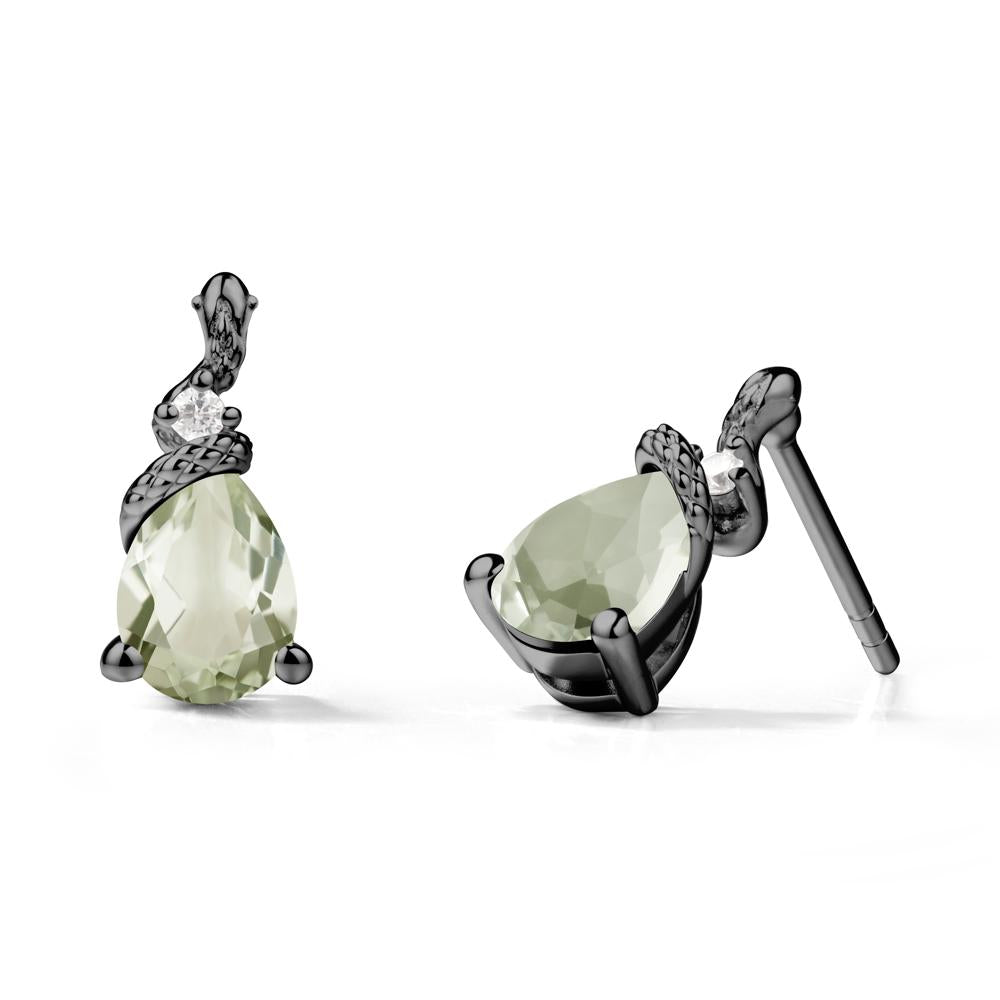 Sanke Inspired Teardrop Green Amethyst Earrings - LUO Jewelry #metal_black finish sterling silver
