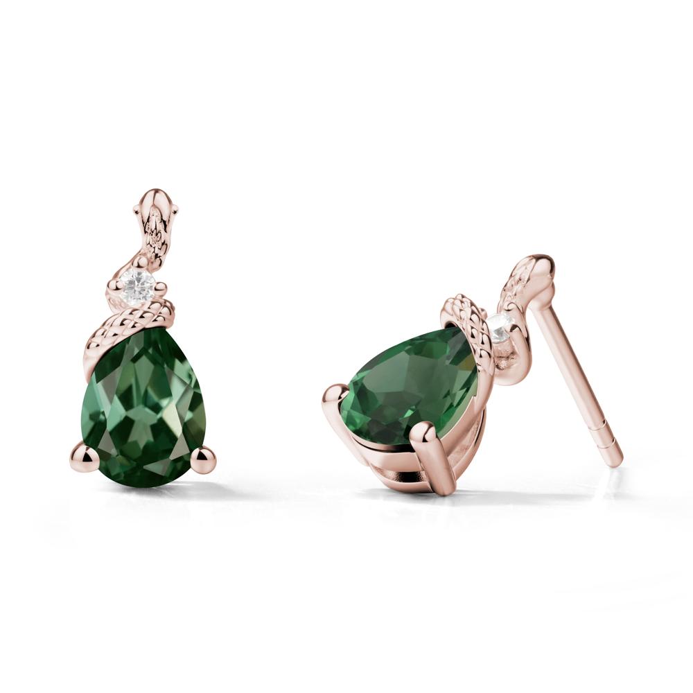 Pear Shaped Green Sapphire Sanke Earrings - LUO Jewelry #metal_14k rose gold