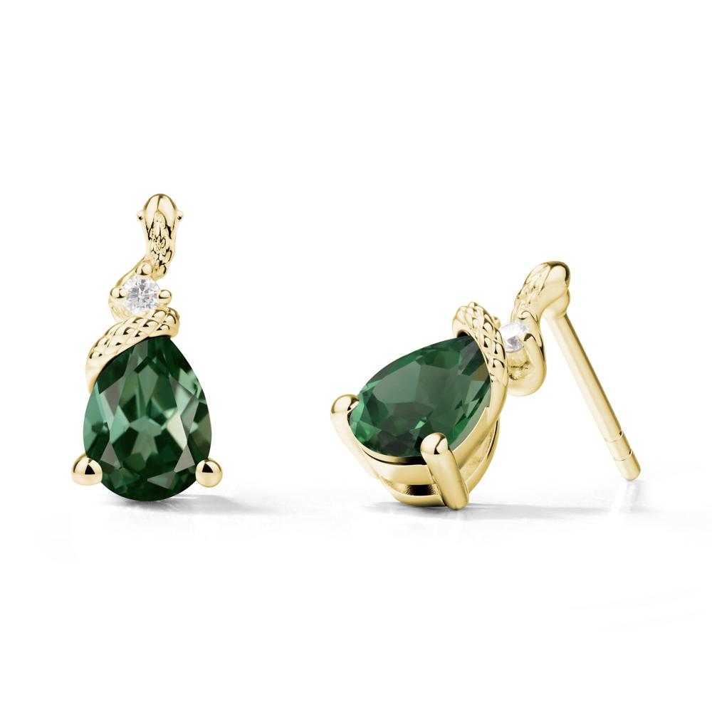 Pear Shaped Green Sapphire Sanke Earrings - LUO Jewelry #metal_18k yellow gold