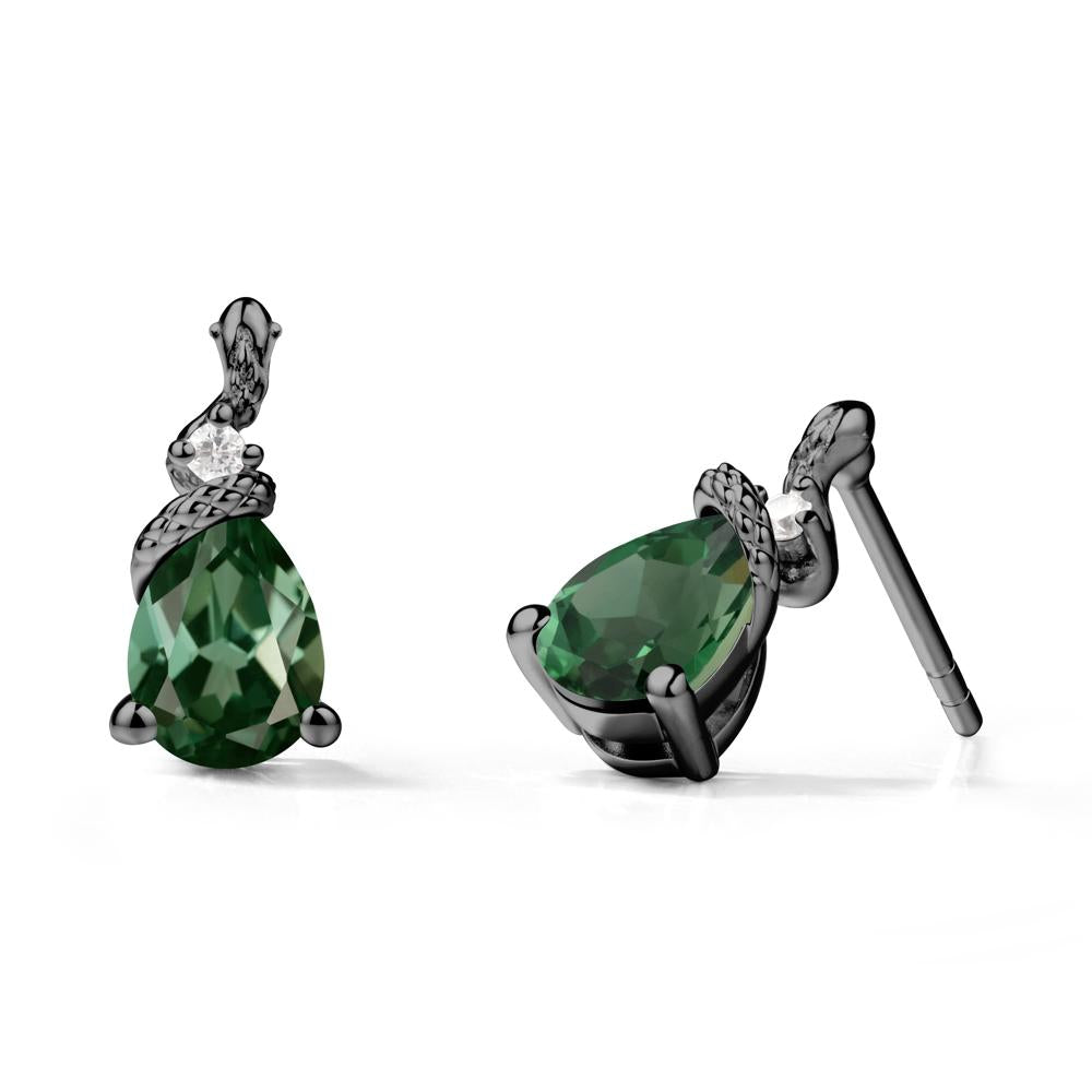 Pear Shaped Green Sapphire Sanke Earrings - LUO Jewelry #metal_black finish sterling silver
