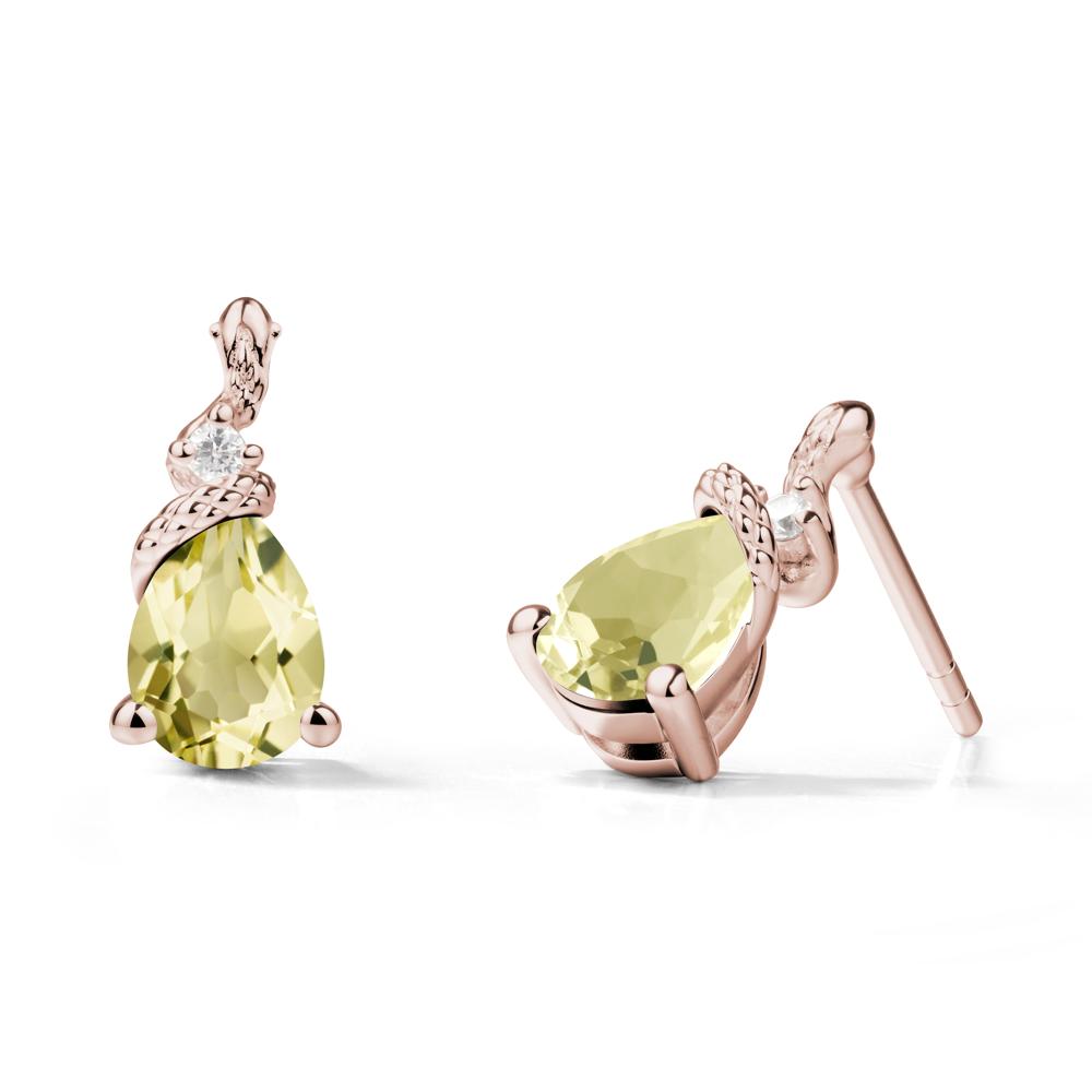 Sanke Inspired Teardrop Lemon Quartz Earrings - LUO Jewelry #metal_14k rose gold