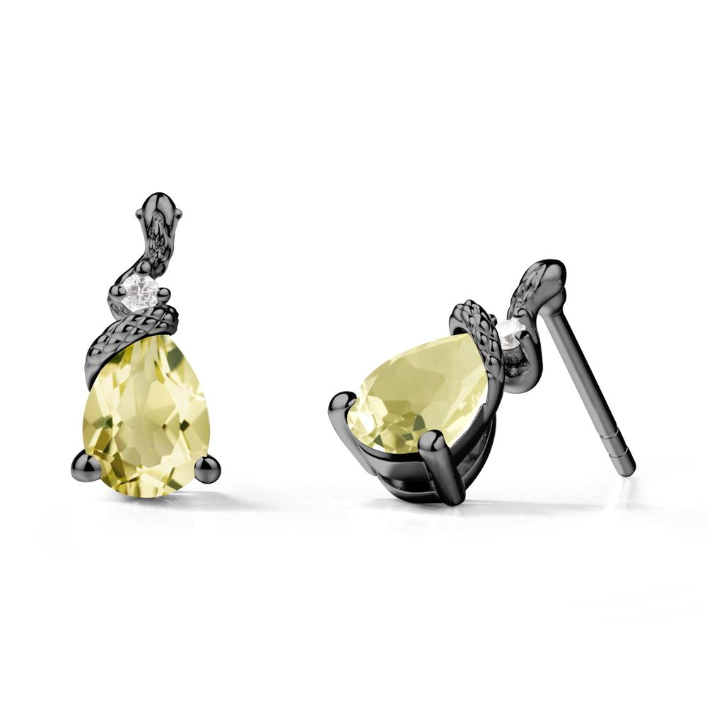 Sanke Inspired Teardrop Lemon Quartz Earrings - LUO Jewelry #metal_black finish sterling silver