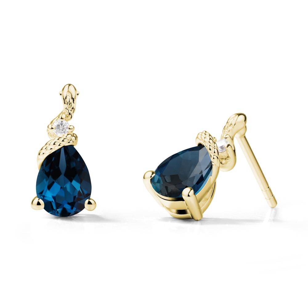 Pear Shaped London Blue Topaz Sanke Earrings - LUO Jewelry #metal_18k yellow gold