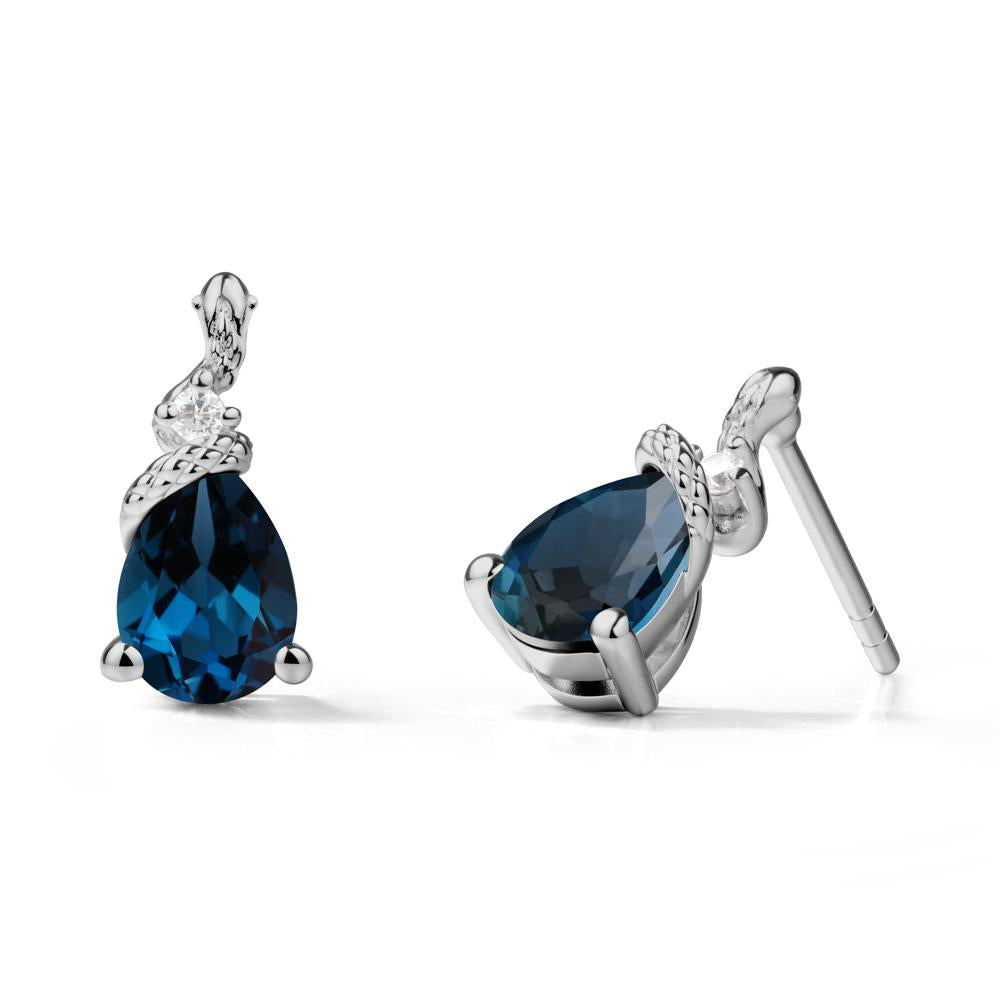 Pear Shaped London Blue Topaz Sanke Earrings - LUO Jewelry #metal_platinum