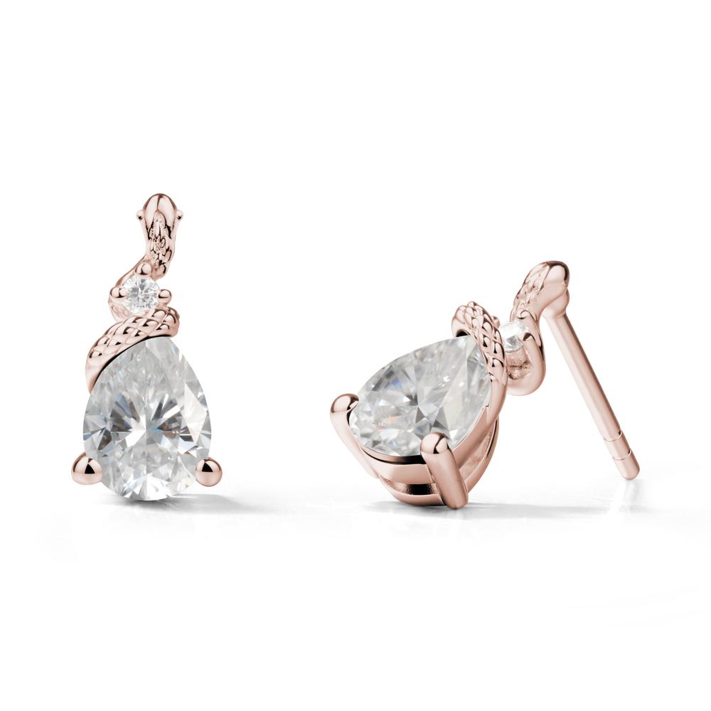 Sanke Inspired Teardrop Moissanite Earrings - LUO Jewelry #metal_14k rose gold