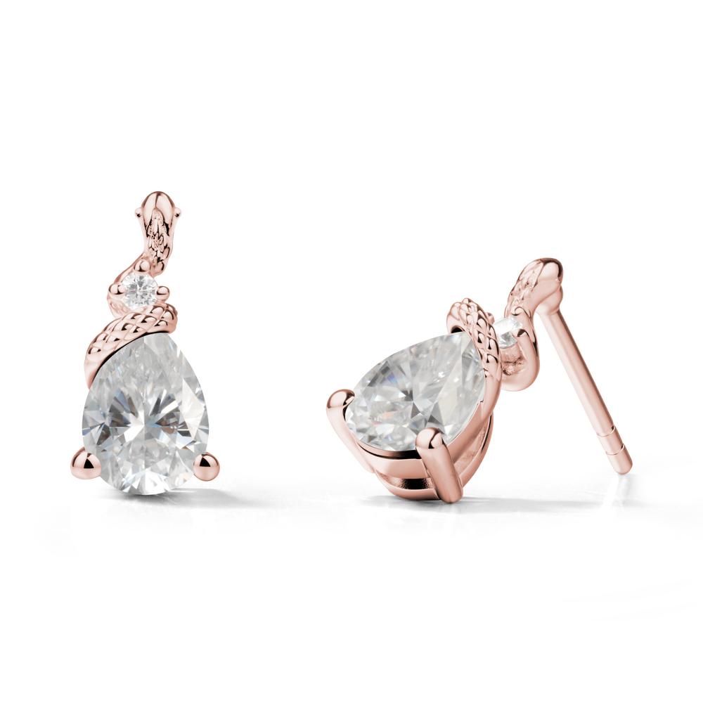 Sanke Inspired Teardrop Moissanite Earrings - LUO Jewelry #metal_18k rose gold