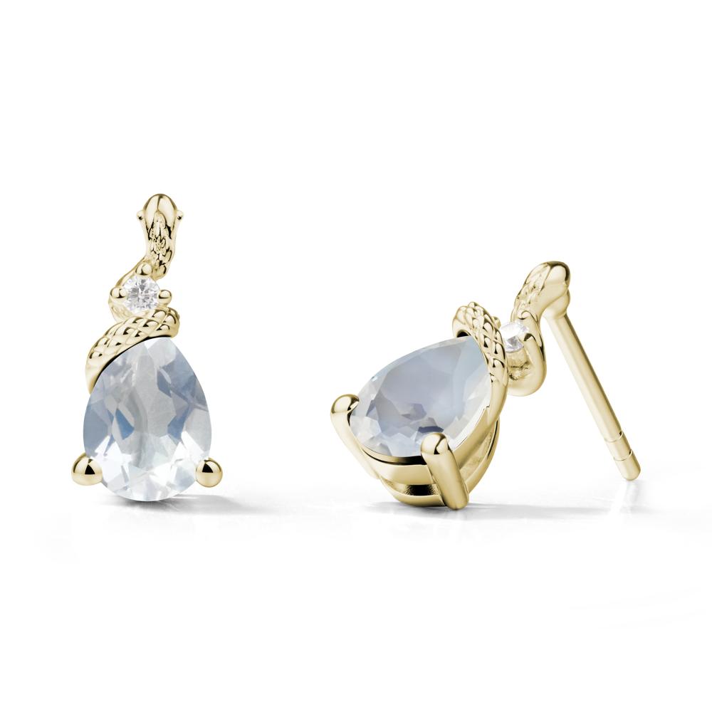 Pear Shaped Moonstone Sanke Earrings - LUO Jewelry #metal_14k yellow gold