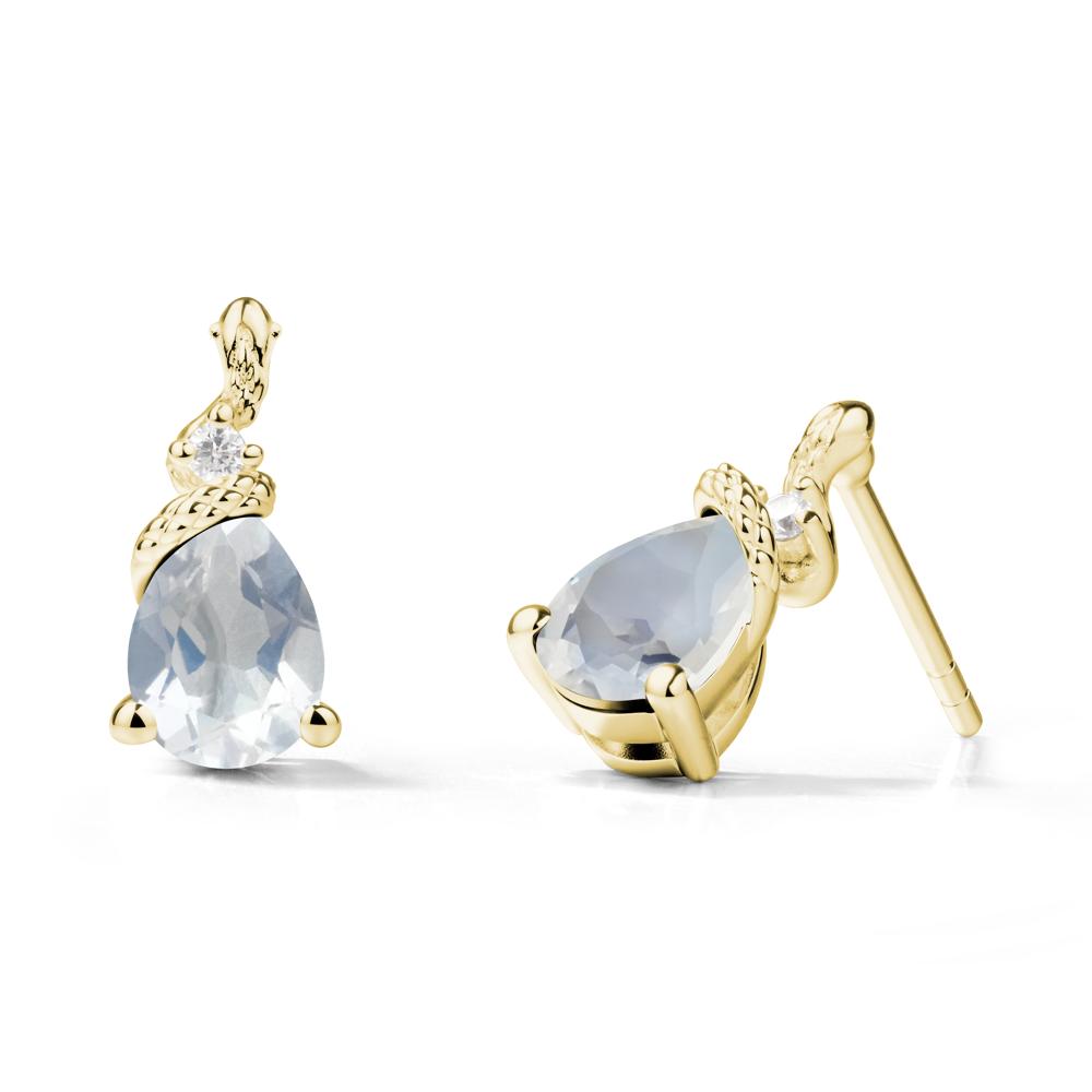 Pear Shaped Moonstone Sanke Earrings - LUO Jewelry #metal_18k yellow gold