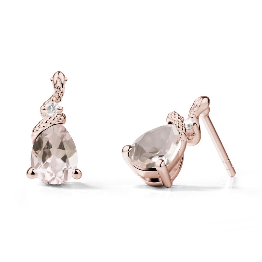 Sanke Inspired Teardrop Morganite Earrings - LUO Jewelry #metal_14k rose gold