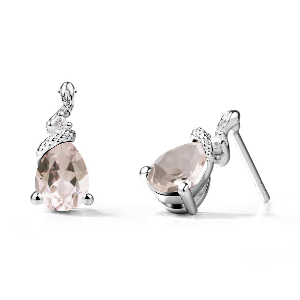 Sanke Inspired Teardrop Morganite Earrings - LUO Jewelry #metal_14k white gold