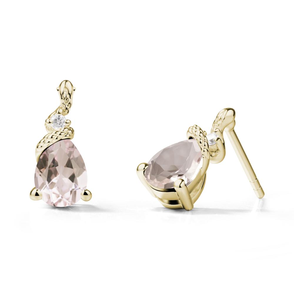 Sanke Inspired Teardrop Morganite Earrings - LUO Jewelry #metal_14k yellow gold