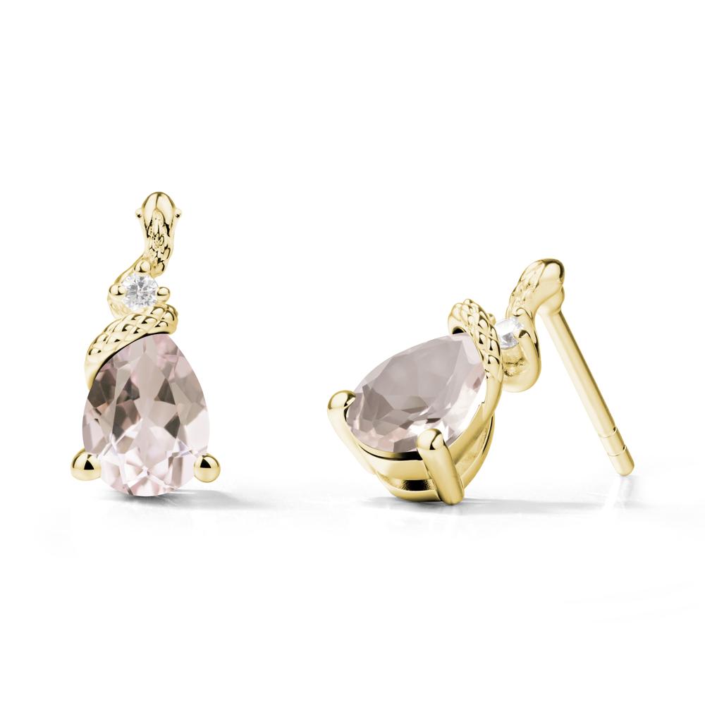Sanke Inspired Teardrop Morganite Earrings - LUO Jewelry #metal_18k yellow gold