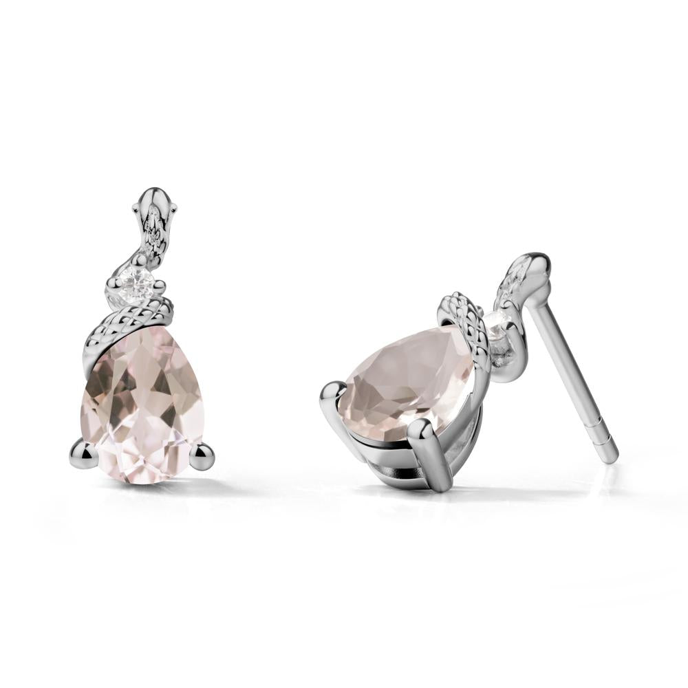 Sanke Inspired Teardrop Morganite Earrings - LUO Jewelry #metal_platinum