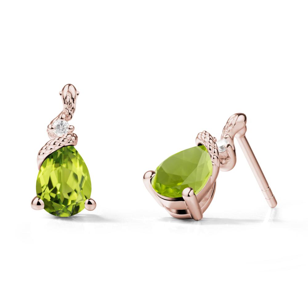 Pear Shaped Peridot Sanke Earrings - LUO Jewelry #metal_14k rose gold