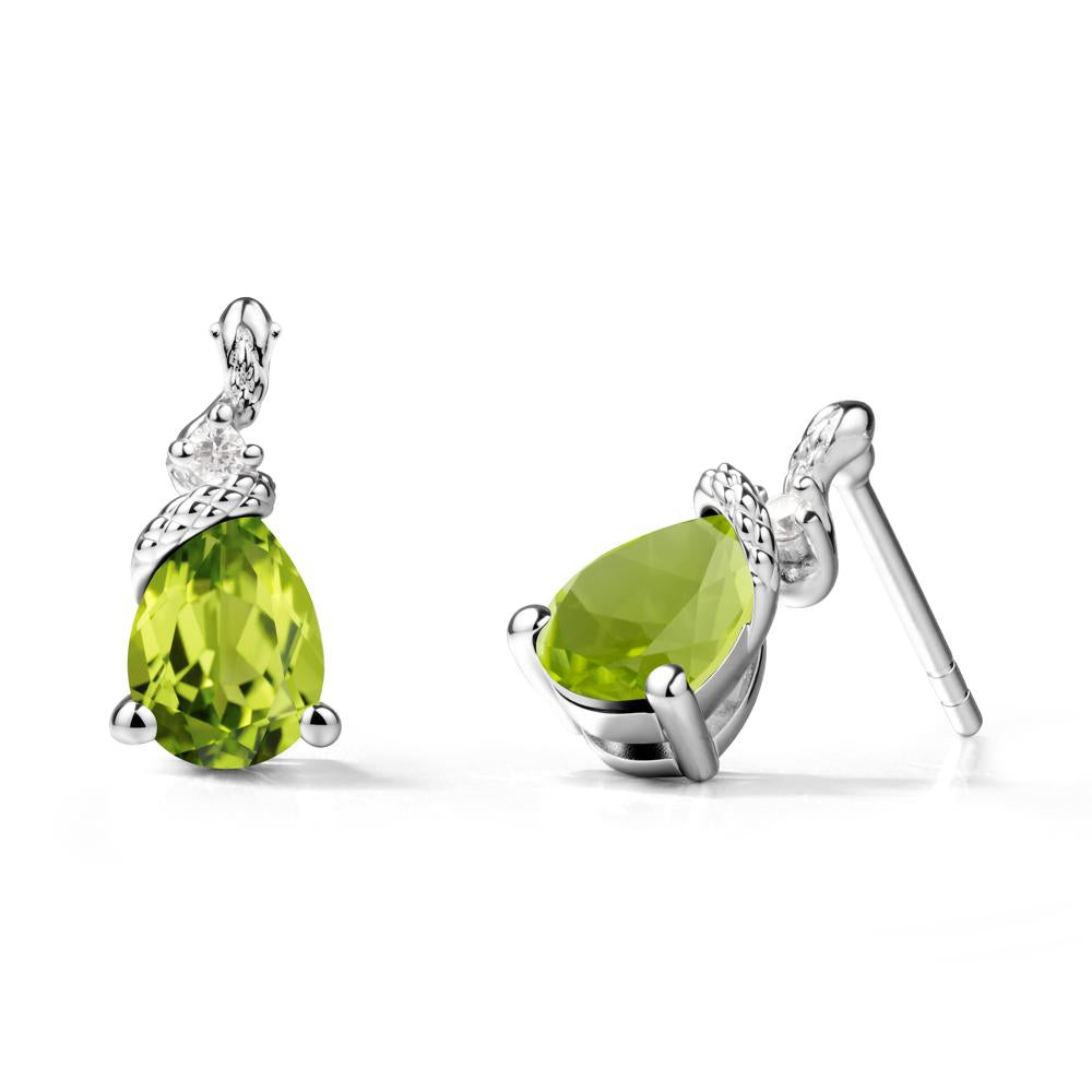 Pear Shaped Peridot Sanke Earrings - LUO Jewelry #metal_18k white gold