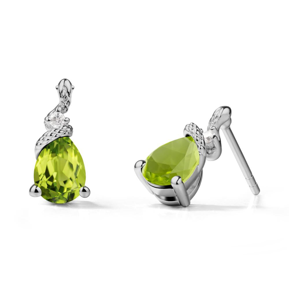 Pear Shaped Peridot Sanke Earrings - LUO Jewelry #metal_platinum