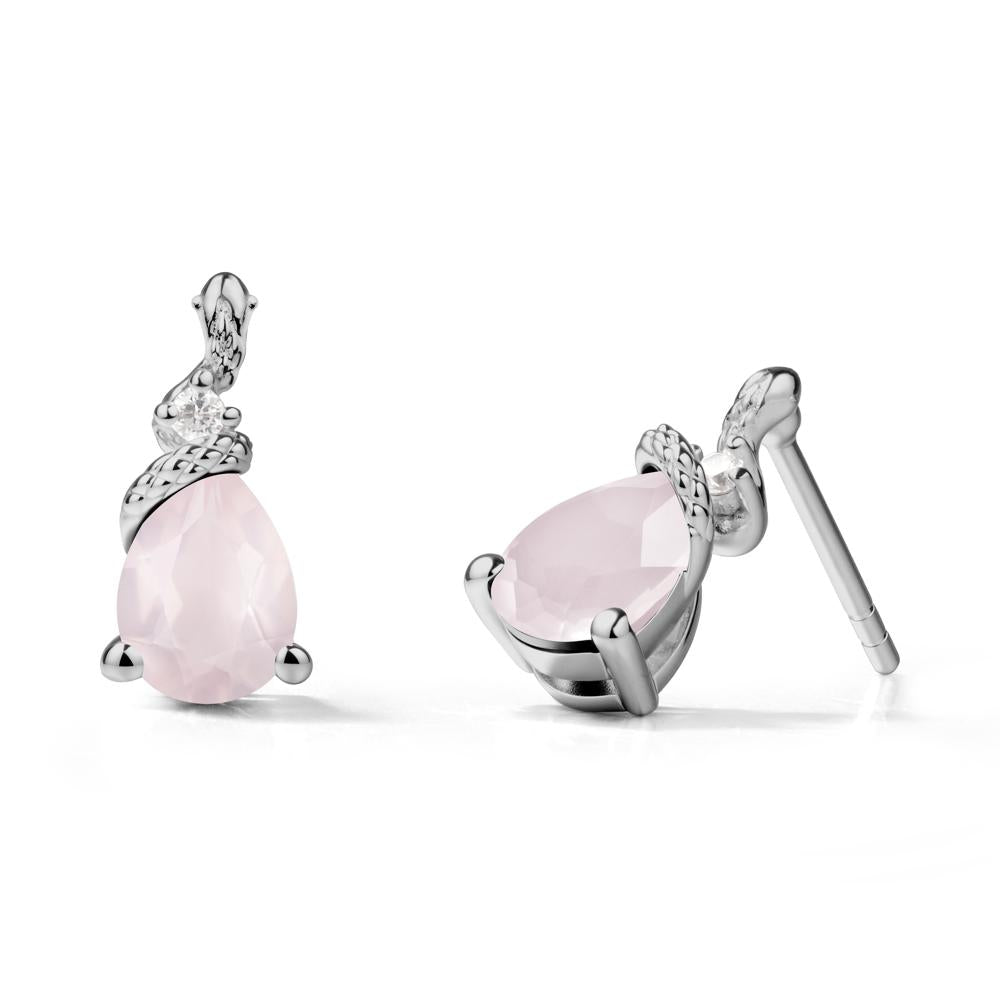 Sanke Inspired Teardrop Rose Quartz Earrings - LUO Jewelry #metal_platinum
