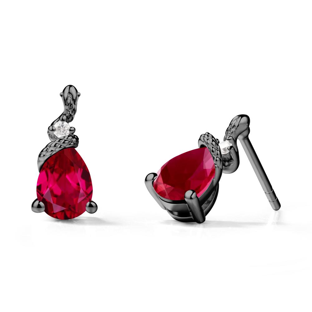 Pear Shaped Ruby Sanke Earrings - LUO Jewelry #metal_black finish sterling silver