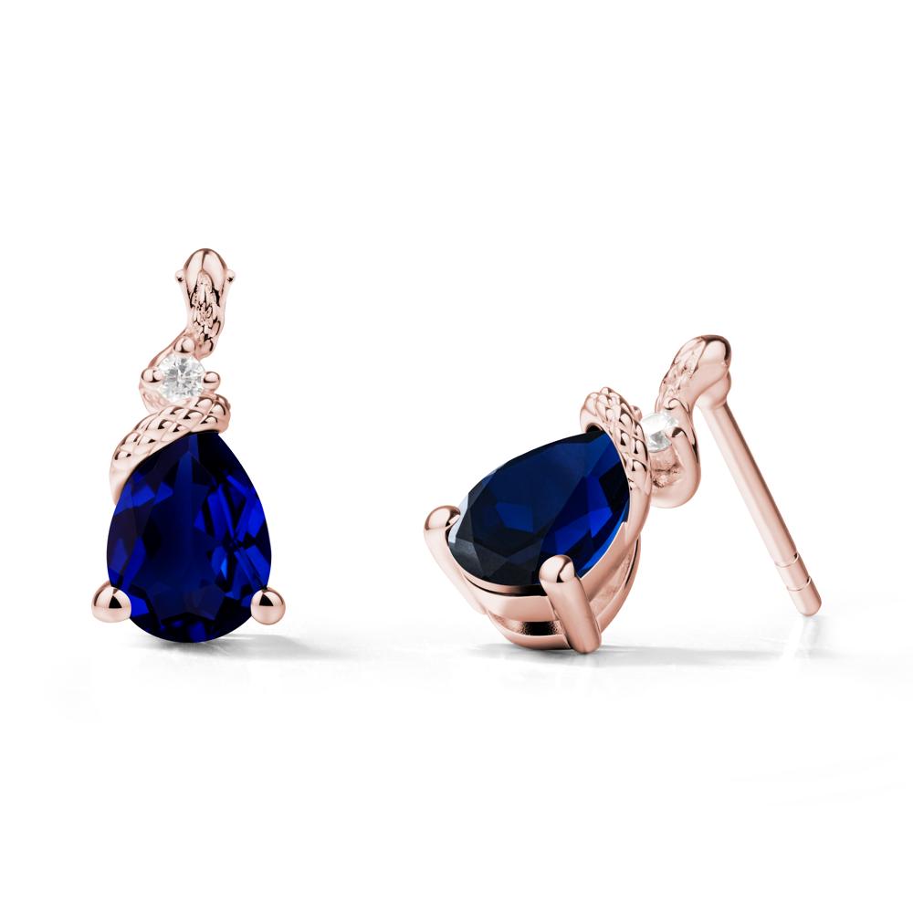 Sanke Inspired Teardrop Sapphire Earrings - LUO Jewelry #metal_18k rose gold