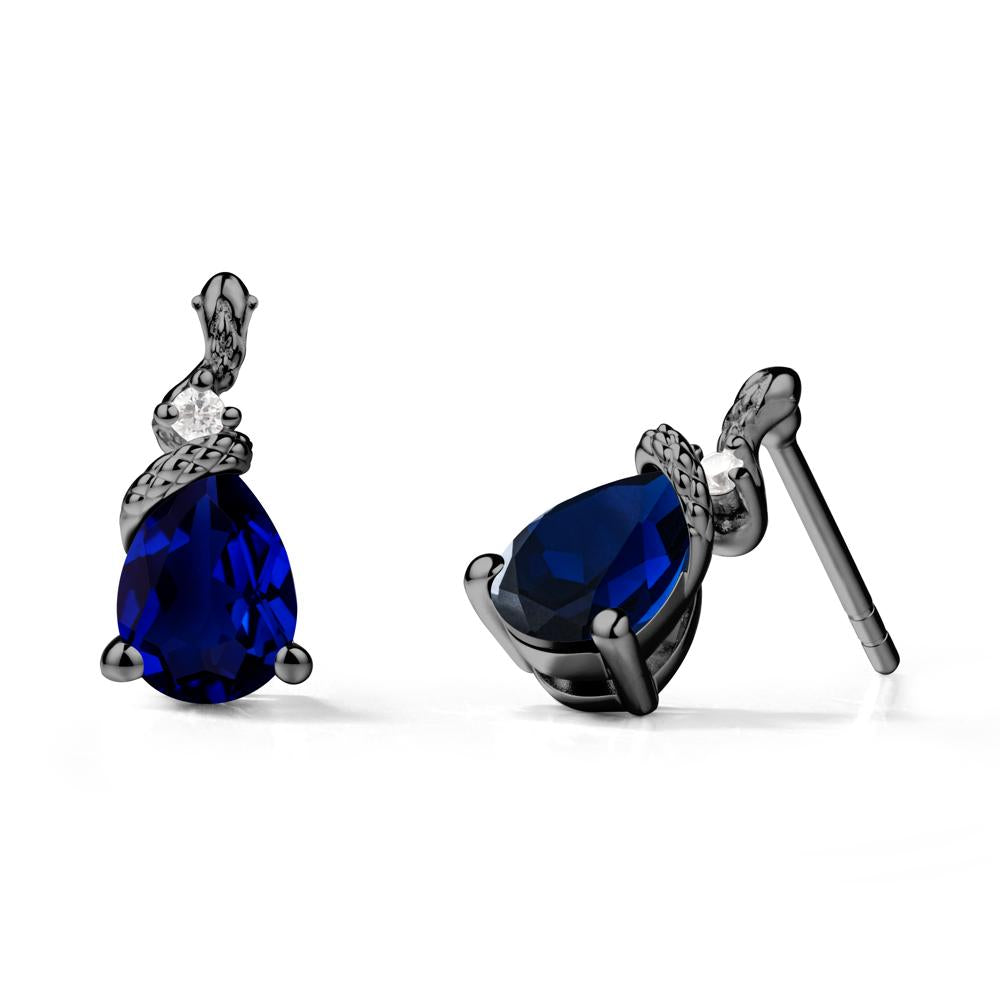 Sanke Inspired Teardrop Sapphire Earrings - LUO Jewelry #metal_black finish sterling silver