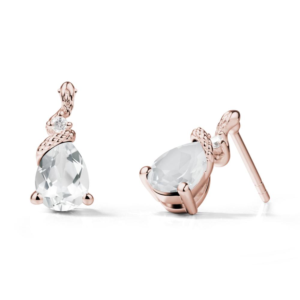 Pear Shaped White Topaz Sanke Earrings - LUO Jewelry #metal_14k rose gold