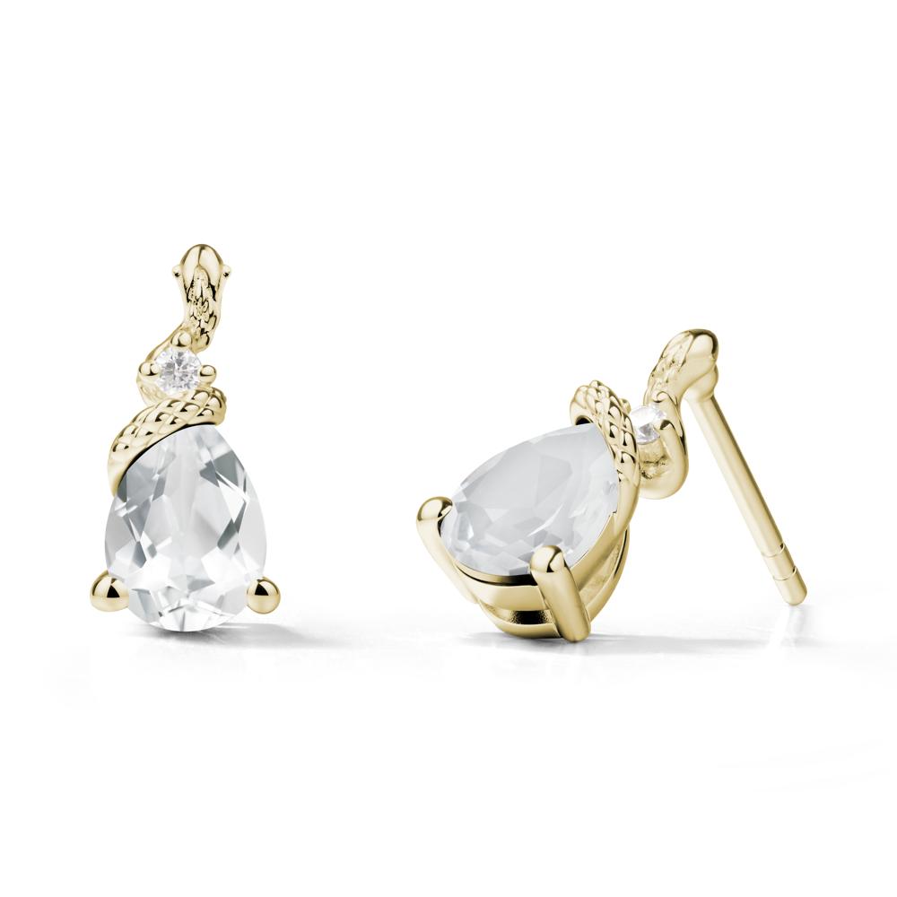 Pear Shaped White Topaz Sanke Earrings - LUO Jewelry #metal_14k yellow gold