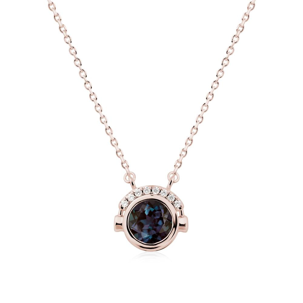 Round Alexandrite Headphones Necklace - LUO Jewelry #metal_14k rose gold