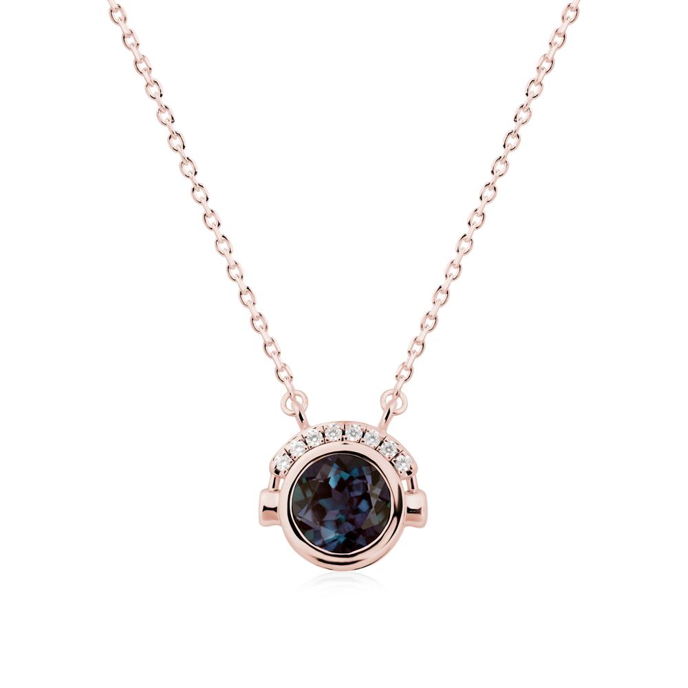 Round Alexandrite Headphones Necklace - LUO Jewelry #metal_18k rose gold