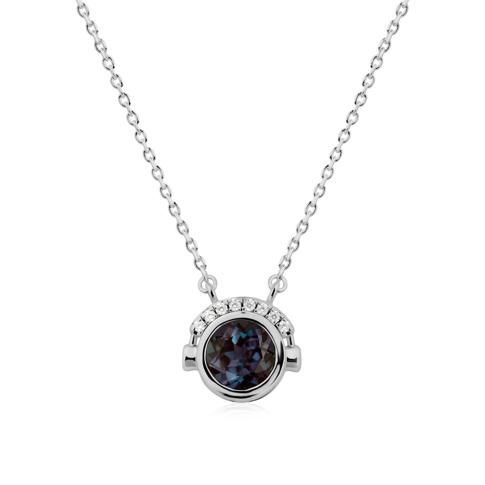 Round Alexandrite Headphones Necklace - LUO Jewelry #metal_platinum