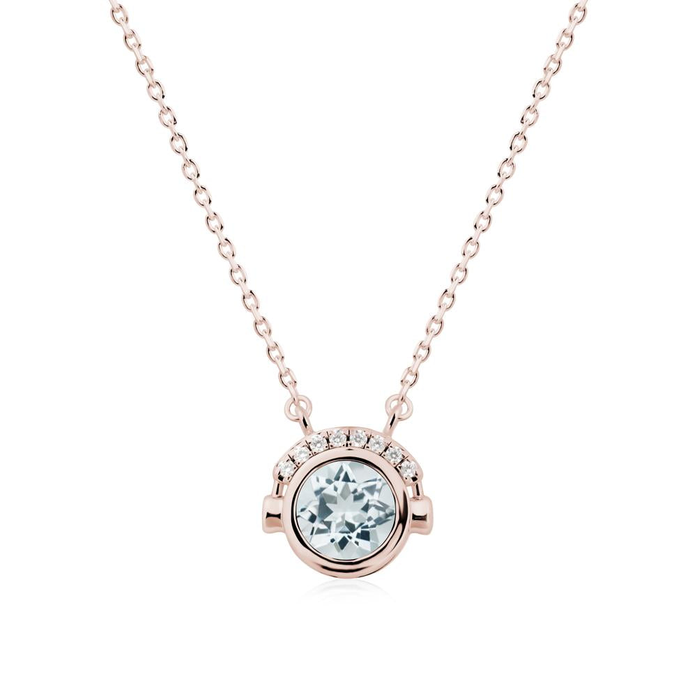 Playful Headphones Inspired Aquamarine Necklace - LUO Jewelry #metal_14k rose gold