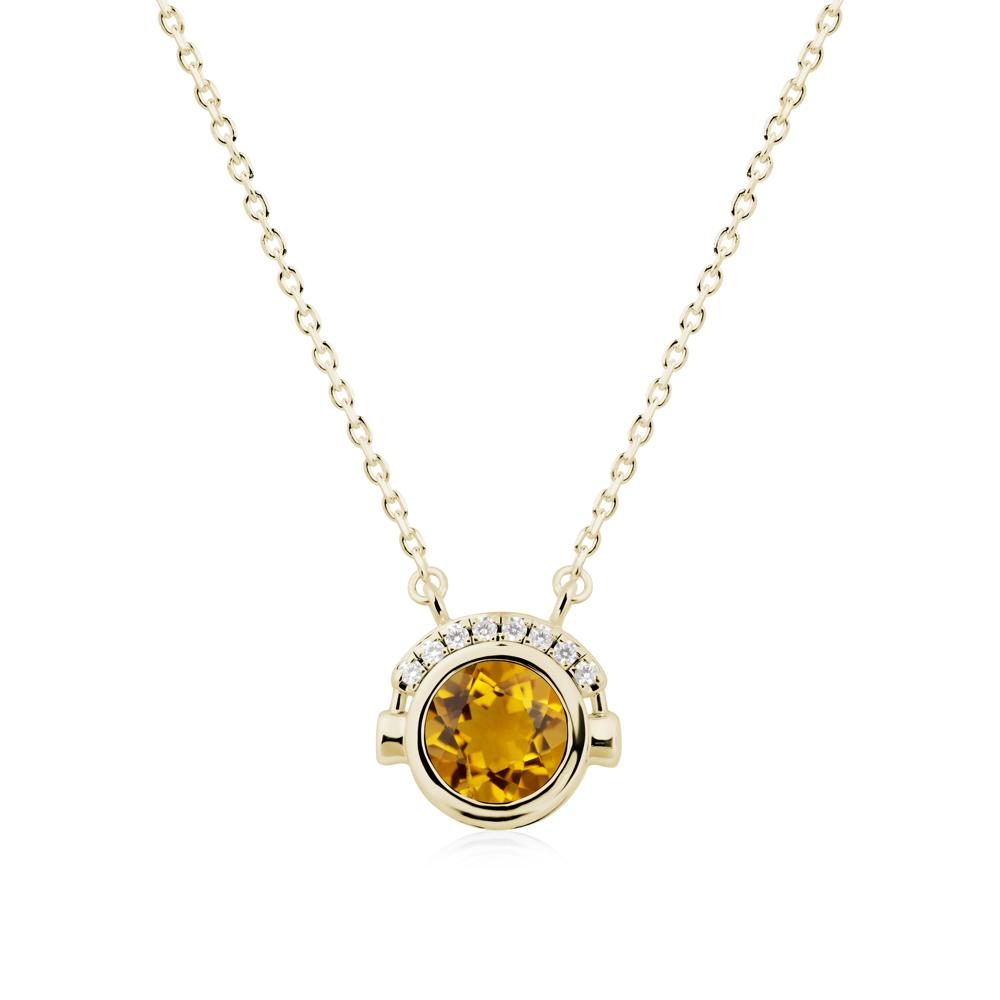 Playful Headphones Inspired Citrine Necklace - LUO Jewelry #metal_14k yellow gold