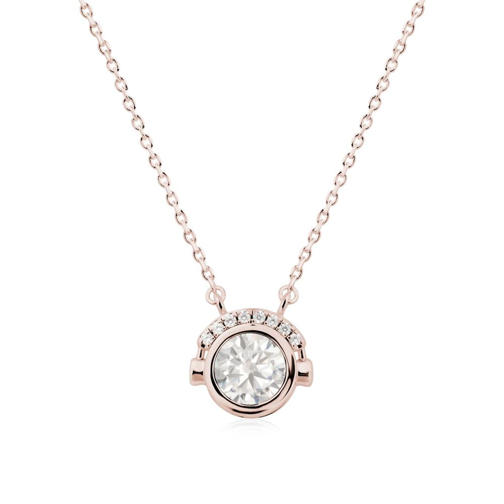 Round Cubic Zirconia Headphones Necklace - LUO Jewelry #metal_14k rose gold