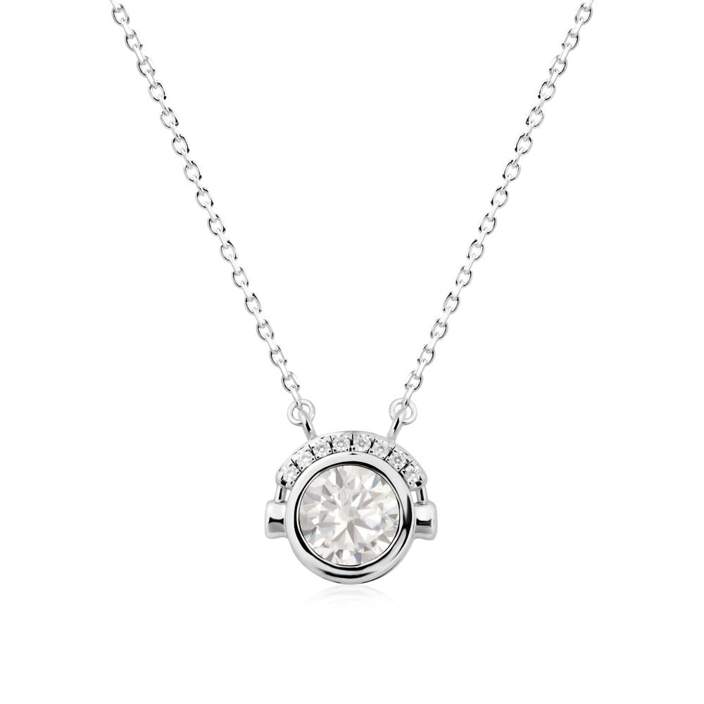 Round Cubic Zirconia Headphones Necklace - LUO Jewelry #metal_18k white gold