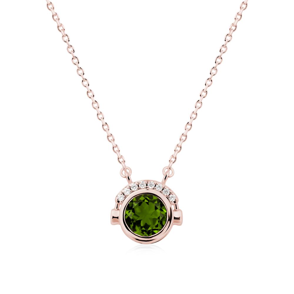 Headphones Inspired Bezel Diopside Necklace - LUO Jewelry #metal_18k rose gold