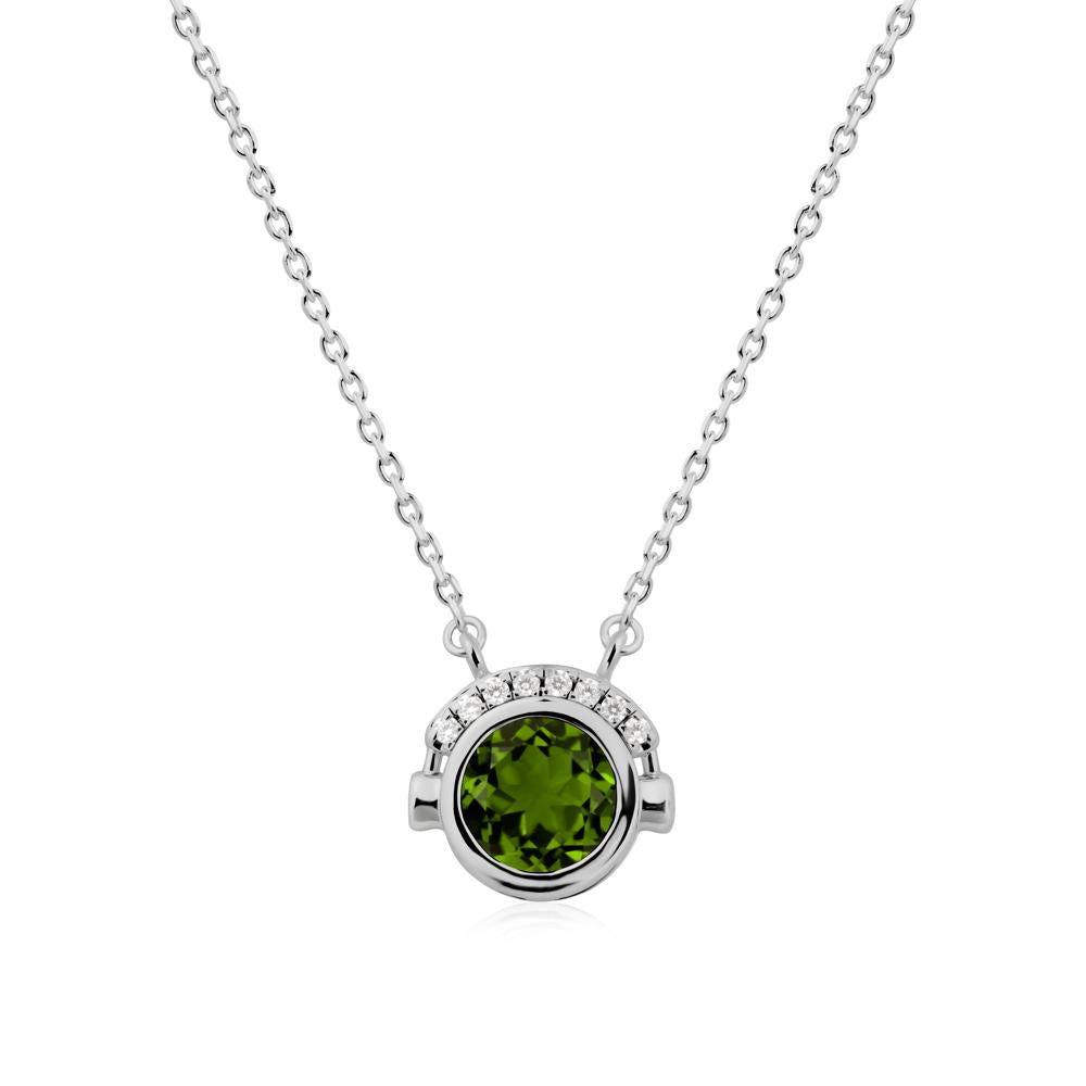 Headphones Inspired Bezel Diopside Necklace - LUO Jewelry #metal_platinum