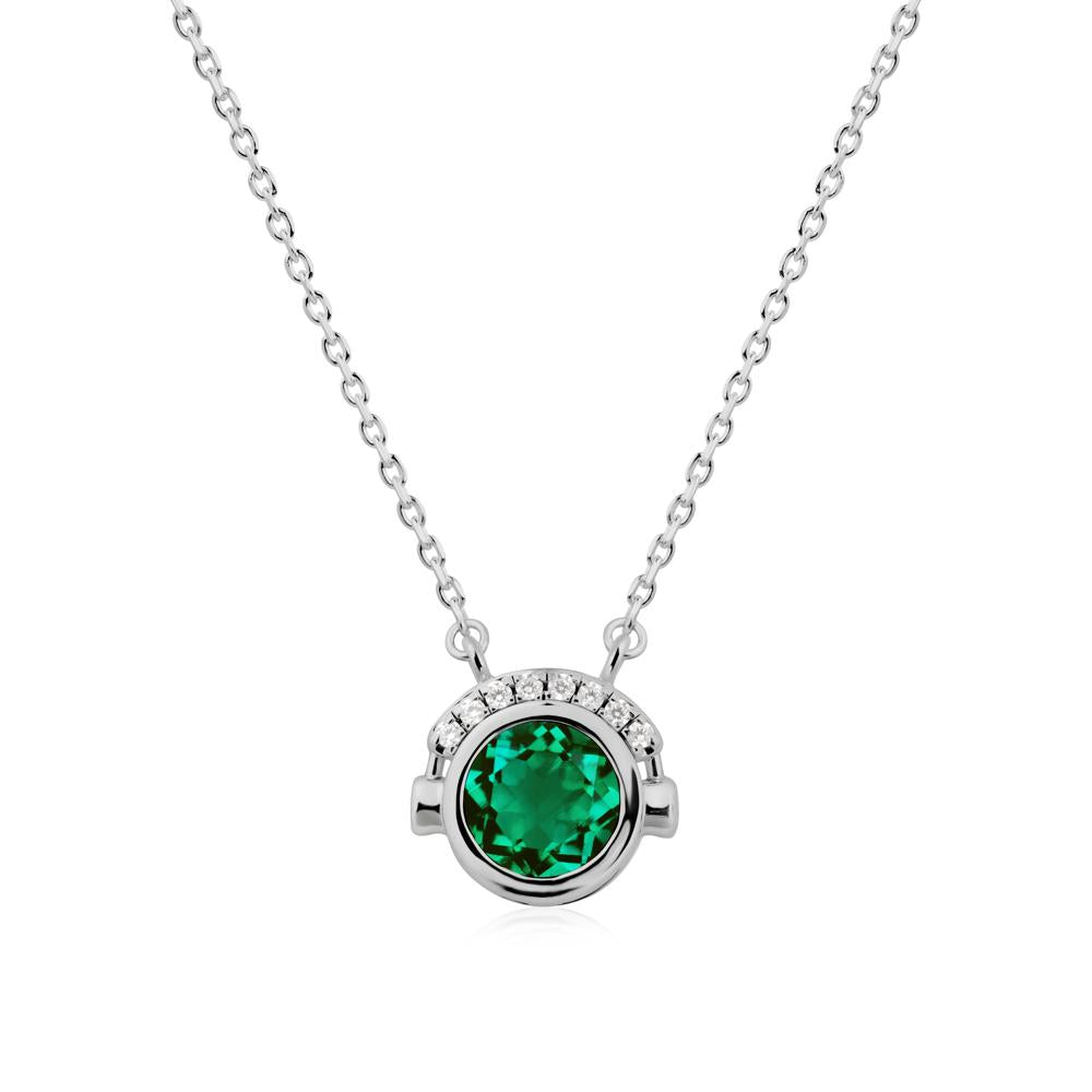 Playful Headphones Inspired Emerald Necklace - LUO Jewelry #metal_platinum