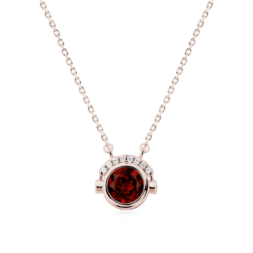 Round Garnet Headphones Necklace - LUO Jewelry #metal_14k rose gold