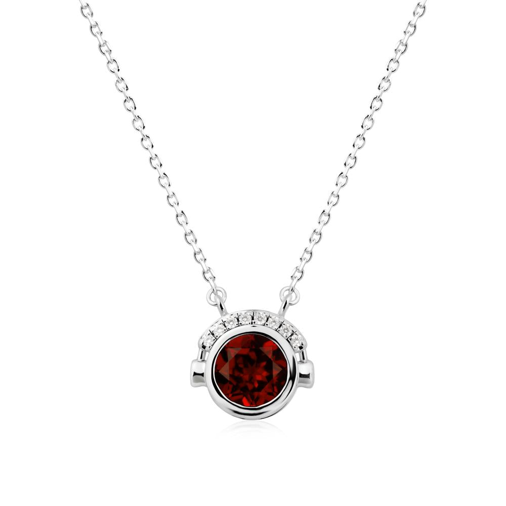 Round Garnet Headphones Necklace - LUO Jewelry #metal_14k white gold